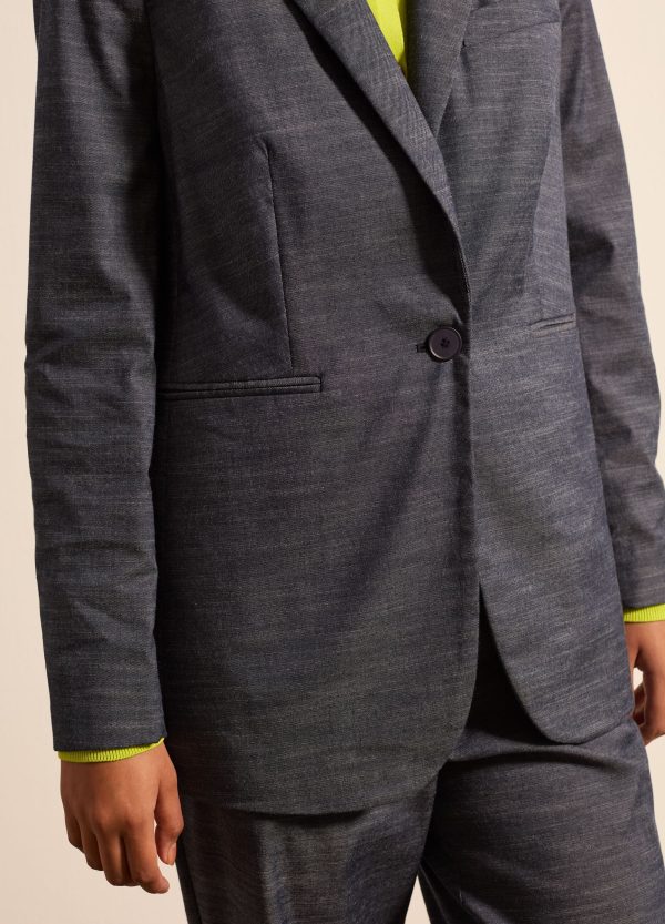 Blazer monopetto effetto denim - Image 3