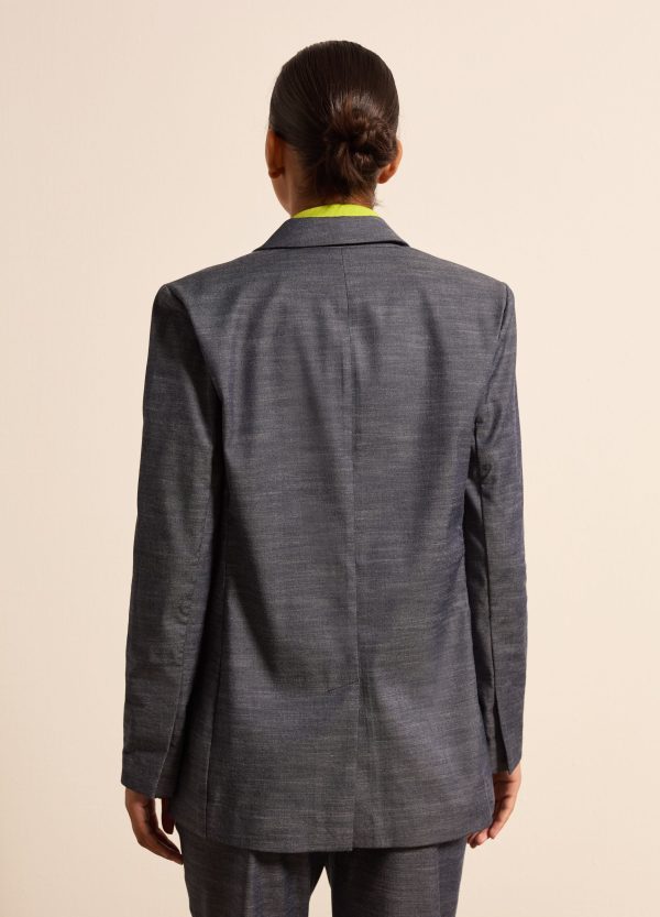 Blazer monopetto effetto denim - Image 4