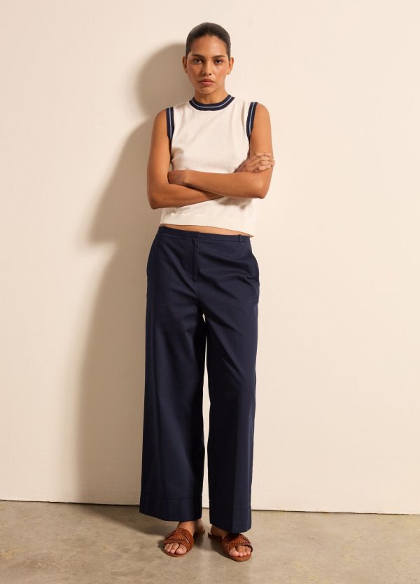 Pantalone a gamba larga straight fit tinta unita