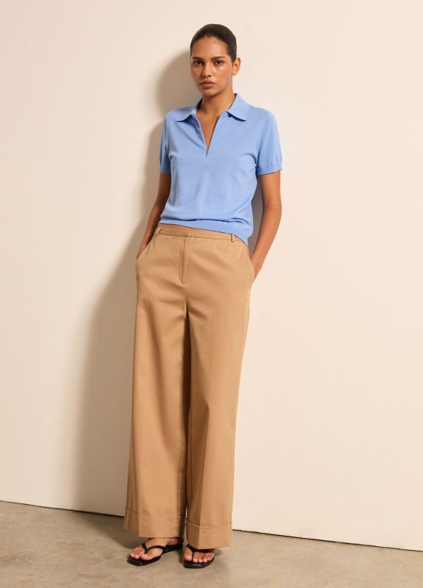 Pantalone a gamba larga straight fit tinta unita