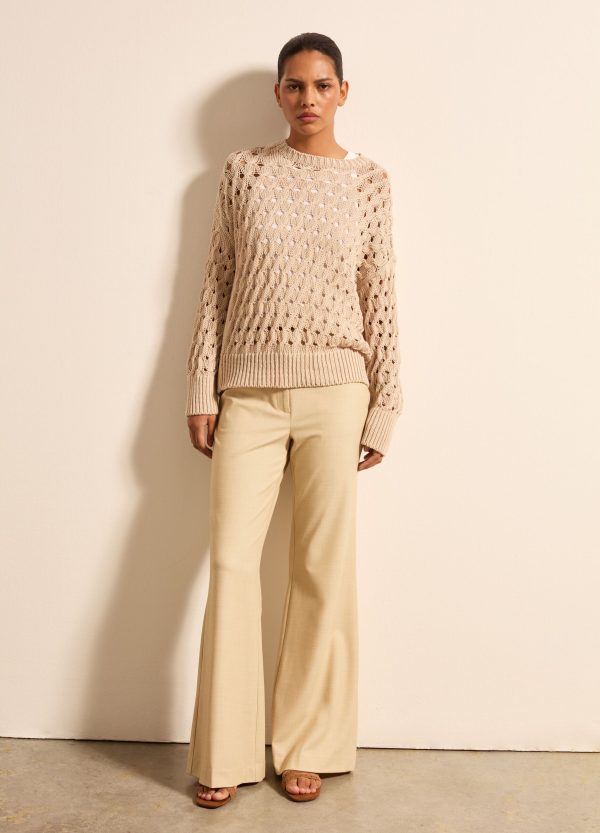 Pantalone flare fit trama lavorata