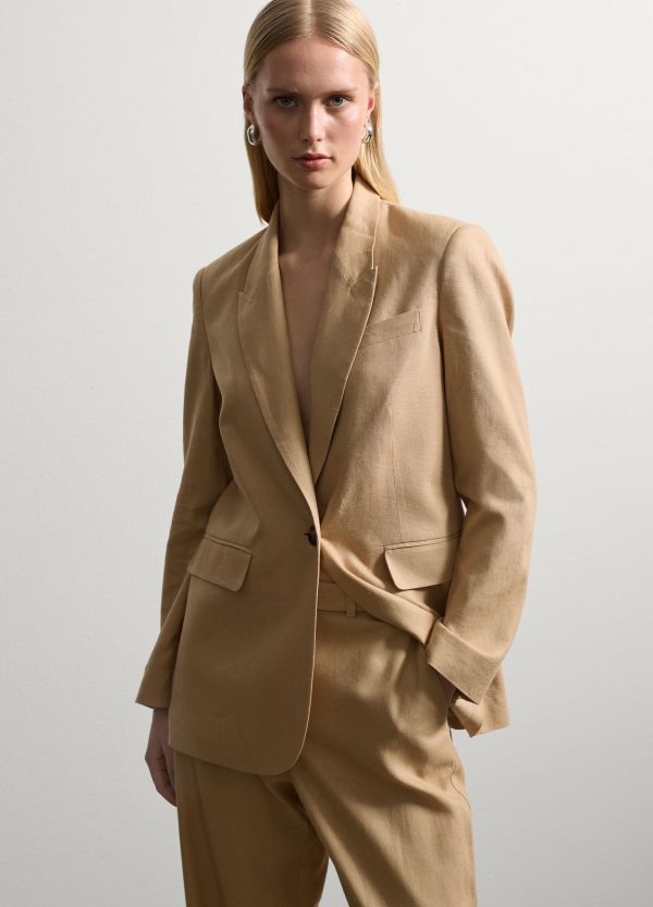 Blazer monopetto in lino e viscosa