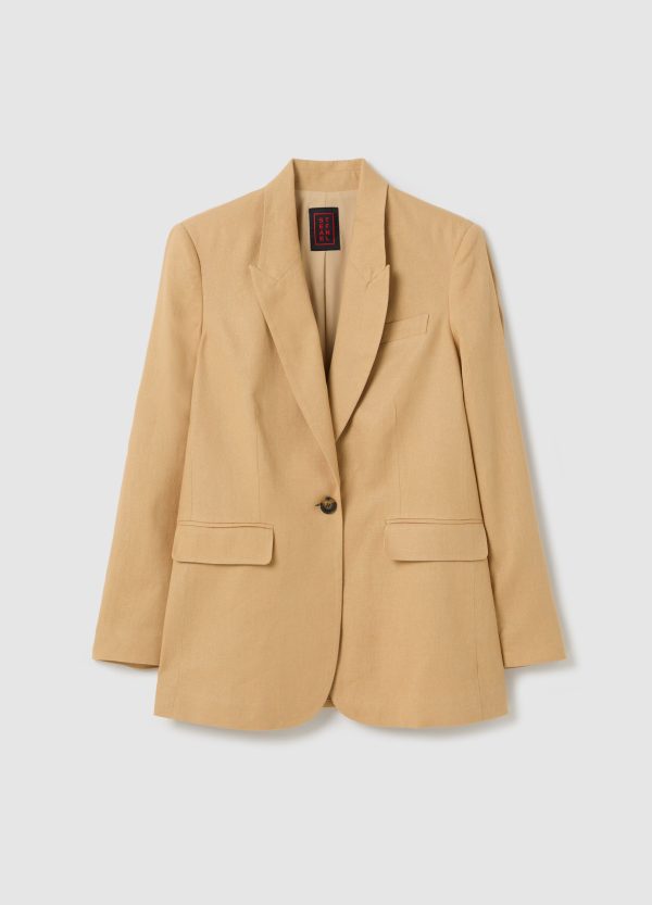 Blazer monopetto in lino e viscosa - Image 5