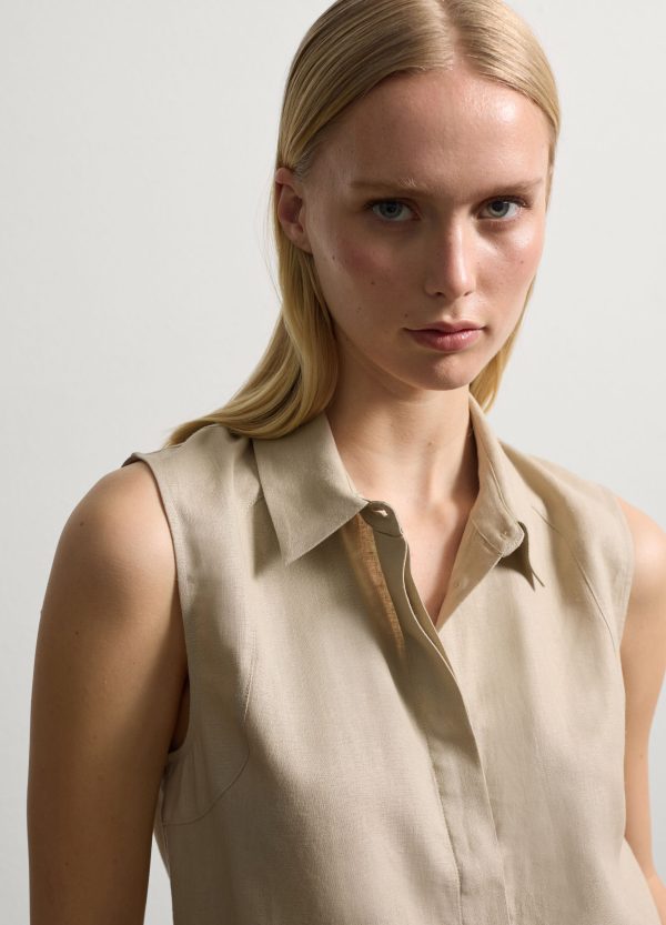 Camicia smanicata in lino e viscosa - Image 3