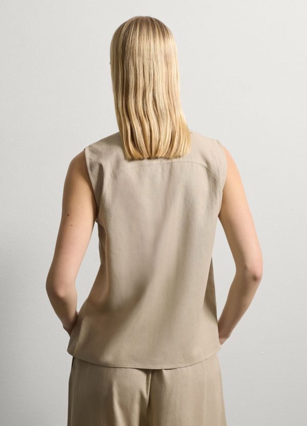 Camicia smanicata in lino e viscosa - Image 4