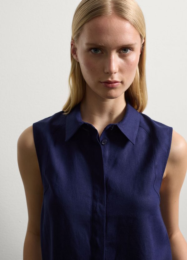 Camicia smanicata in lino e viscosa - Image 3