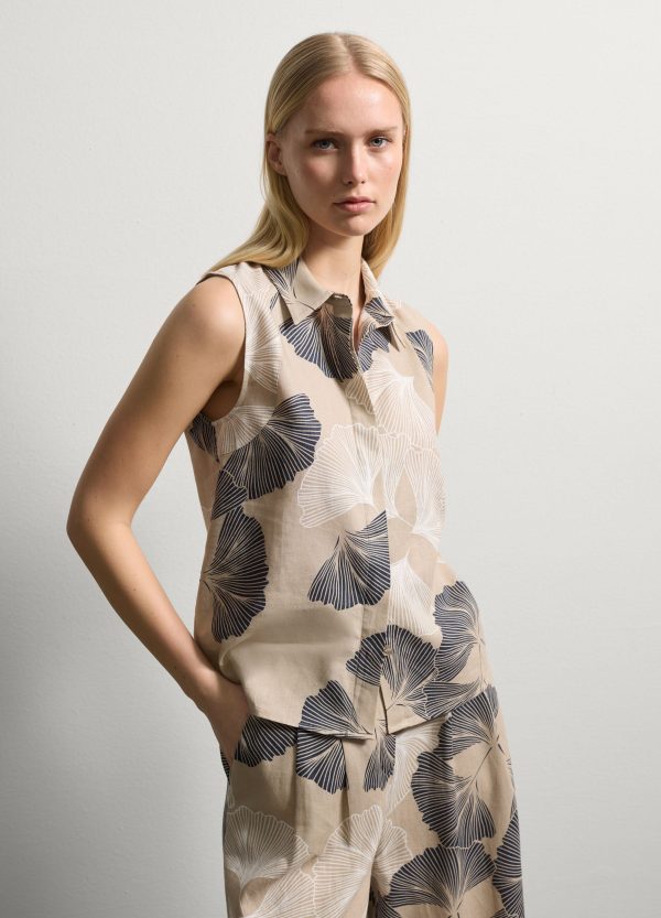 Camicia smanicata in lino e viscosa - Image 3