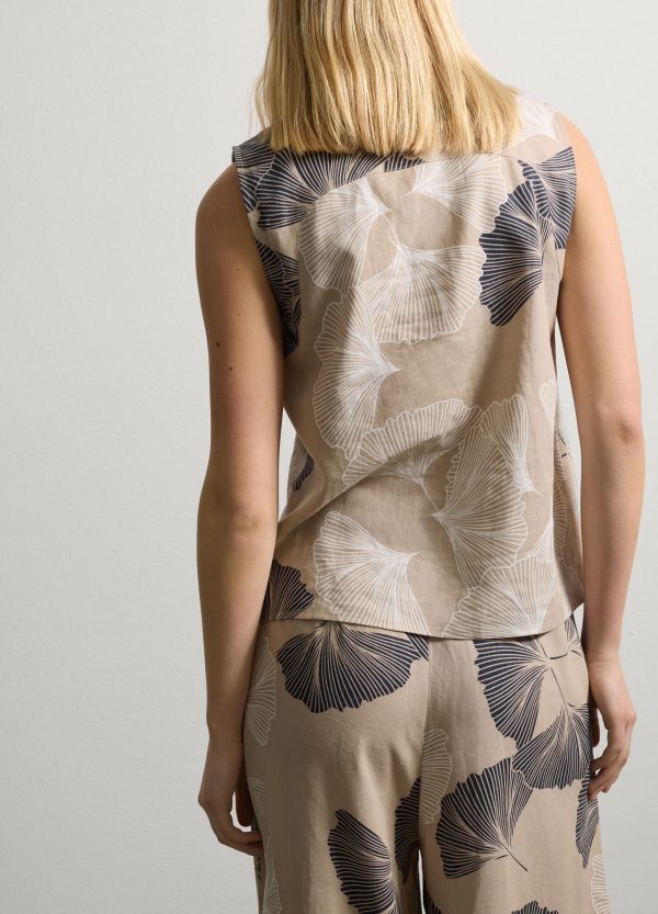 Camicia smanicata in lino e viscosa - Image 4