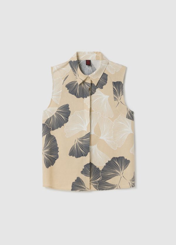 Camicia smanicata in lino e viscosa - Image 5