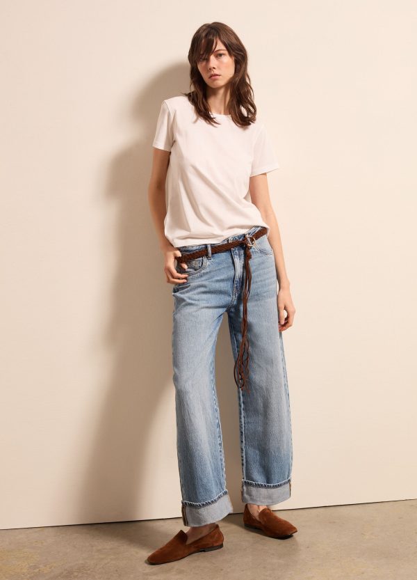 Jeans a gamba larga con risvolti