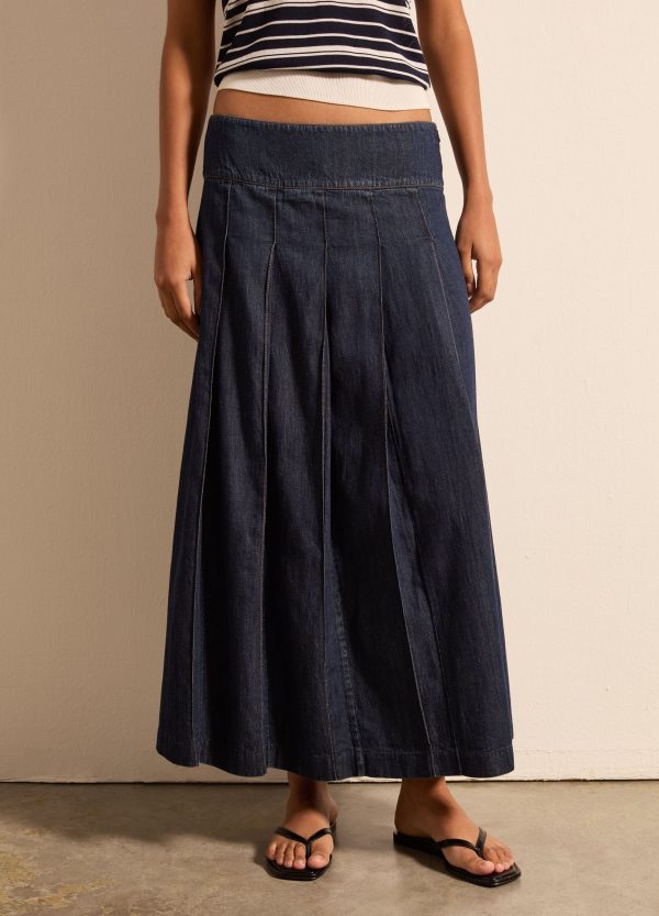 Gonna a ruota con pieghe in denim - Image 2