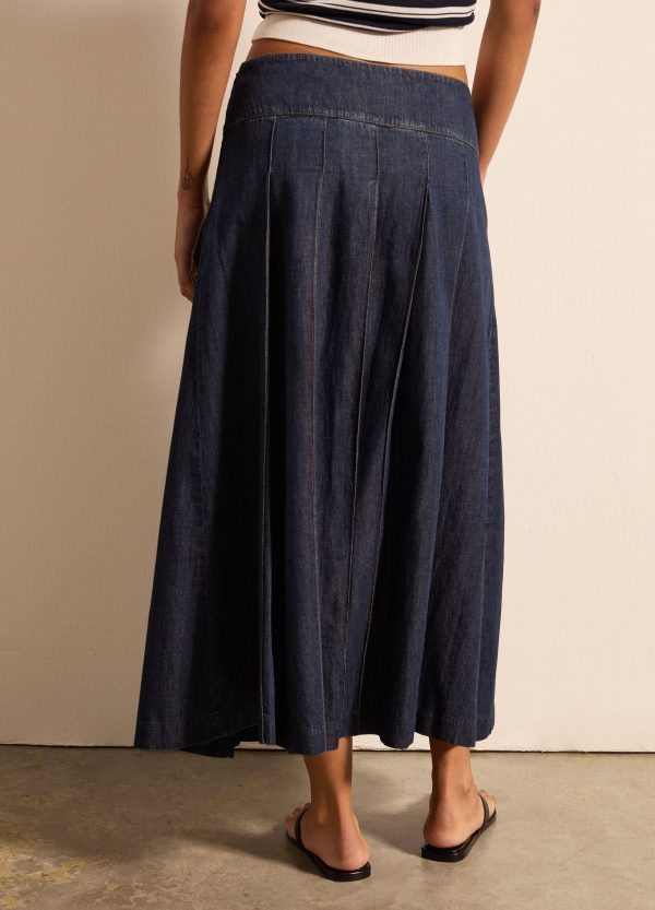 Gonna a ruota con pieghe in denim - Image 4