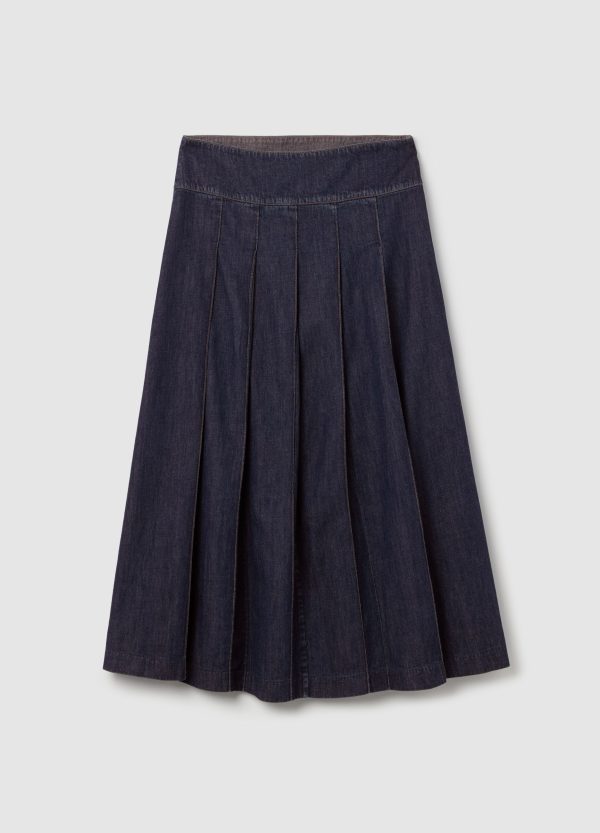 Gonna a ruota con pieghe in denim - Image 5