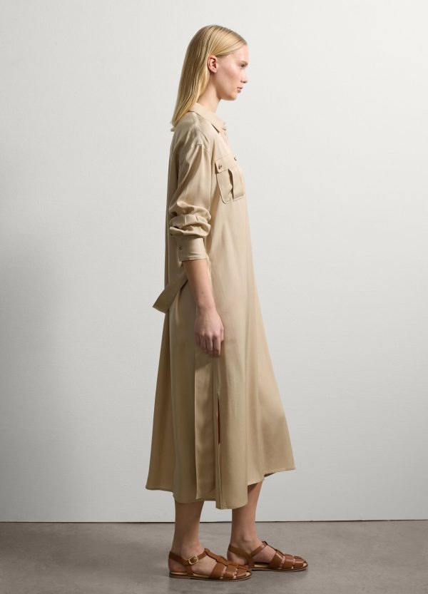 Vestito fluido chemisier con cintura - Image 3