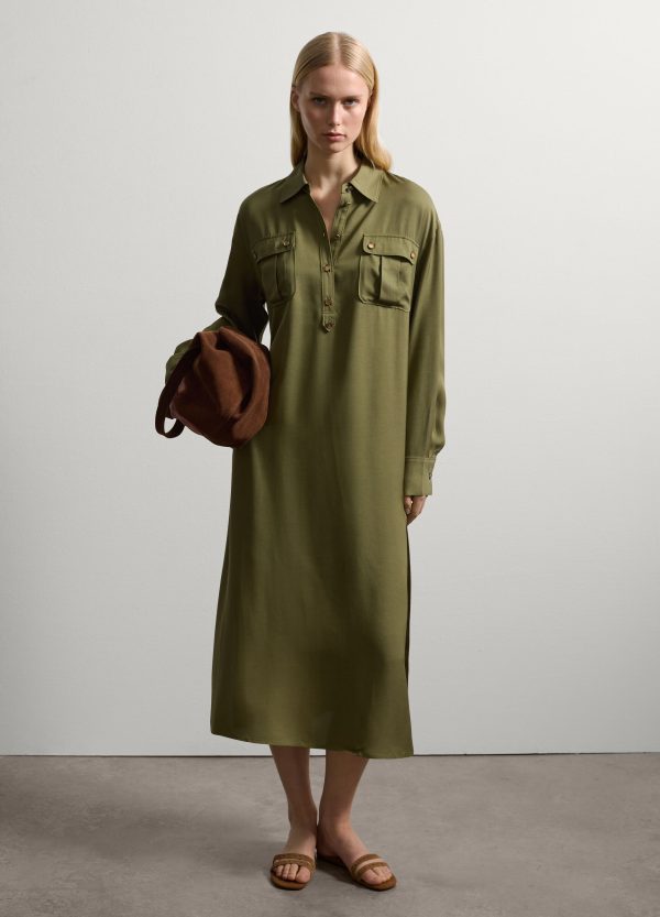 Vestito fluido chemisier con cintura