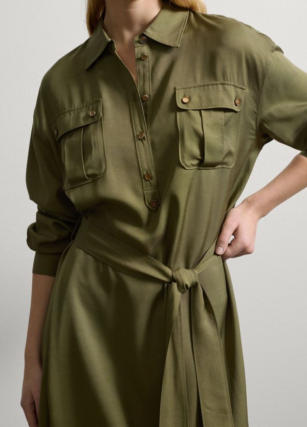 Vestito fluido chemisier con cintura - Image 3