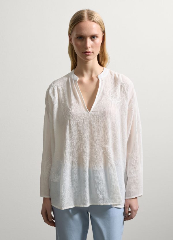 Blusa in crêpe con ricamo - Image 3