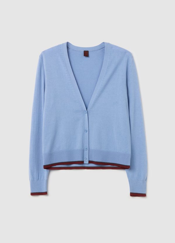 Cardigan in crêpe con profilo in lurex - Image 5