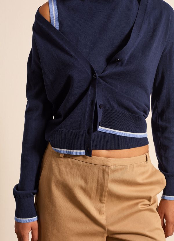 Cardigan in crêpe con profilo in lurex - Image 2