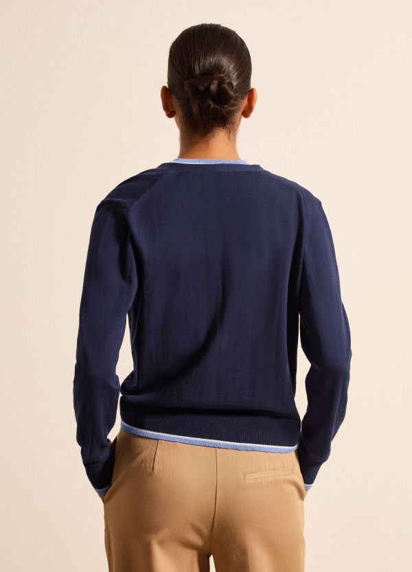 Cardigan in crêpe con profilo in lurex - Image 4