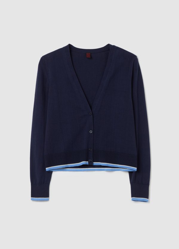 Cardigan in crêpe con profilo in lurex - Image 5