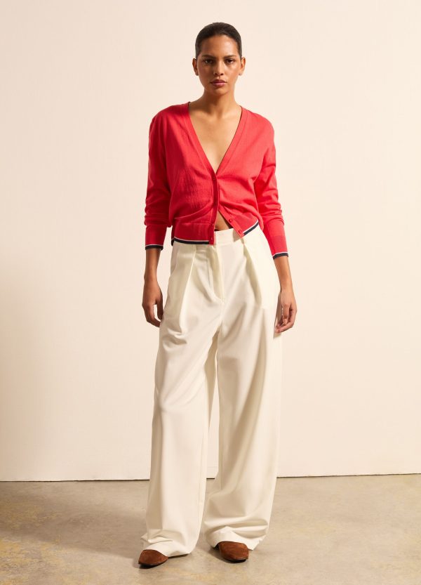 Cardigan in crêpe con profilo in lurex
