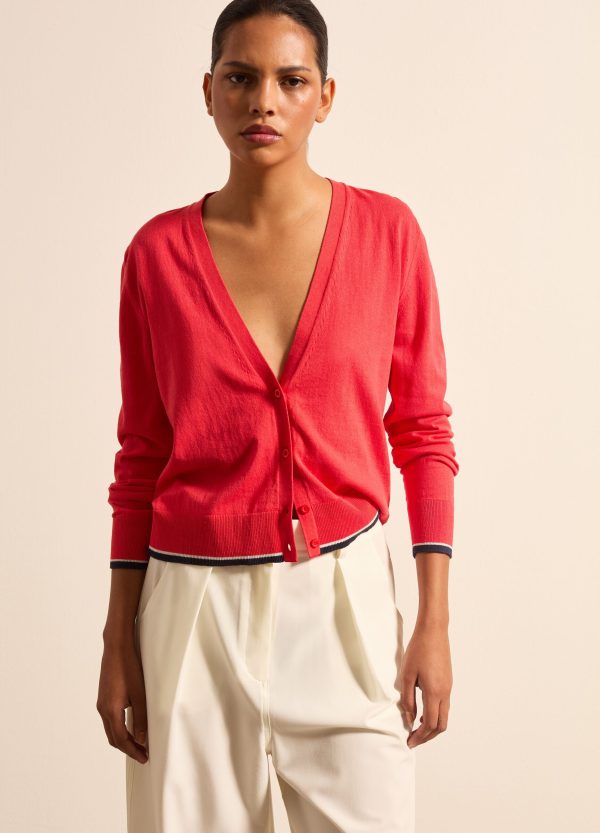 Cardigan in crêpe con profilo in lurex - Image 2