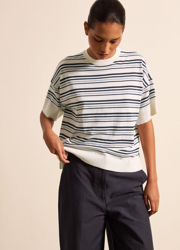Maglia in crêpe a righe con lurex