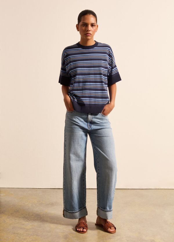 Maglia in crêpe a righe con lurex - Image 2