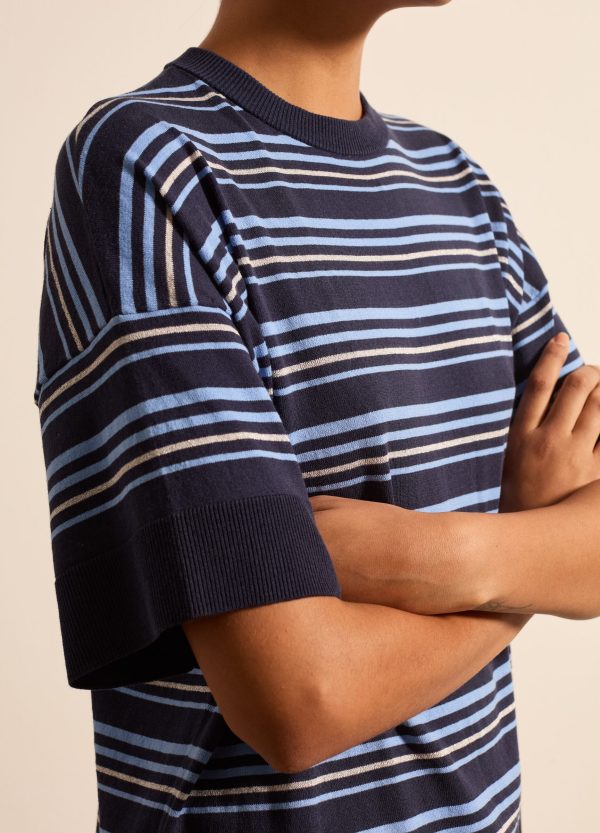 Maglia in crêpe a righe con lurex - Image 3