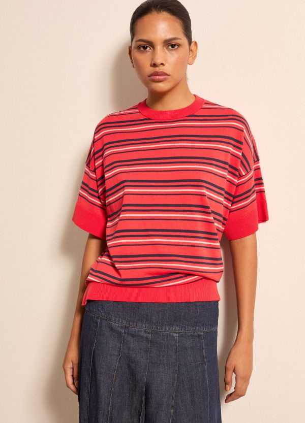 Maglia in crêpe a righe con lurex