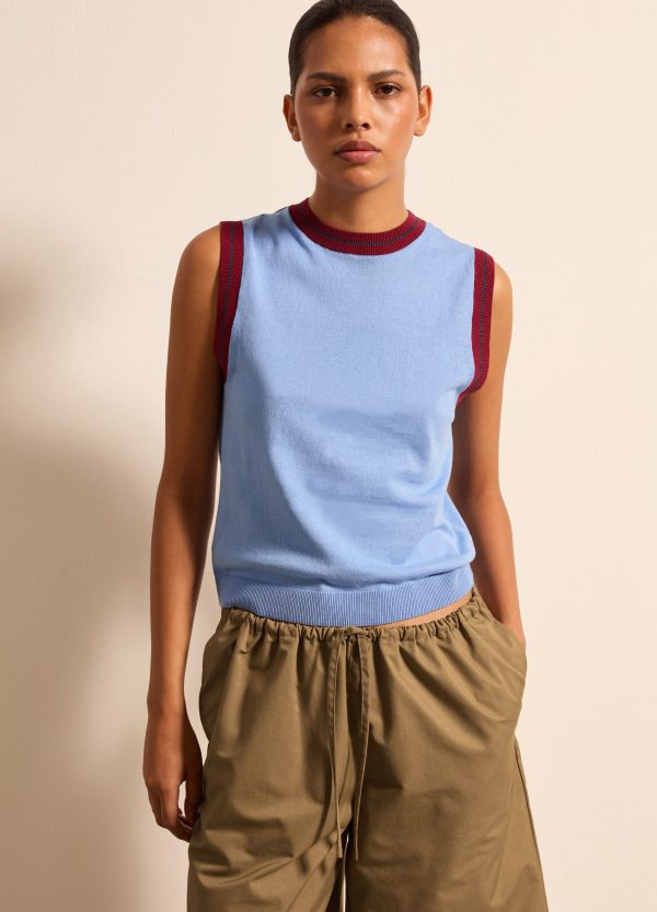 Tank top in crêpe con dettaglio lurex