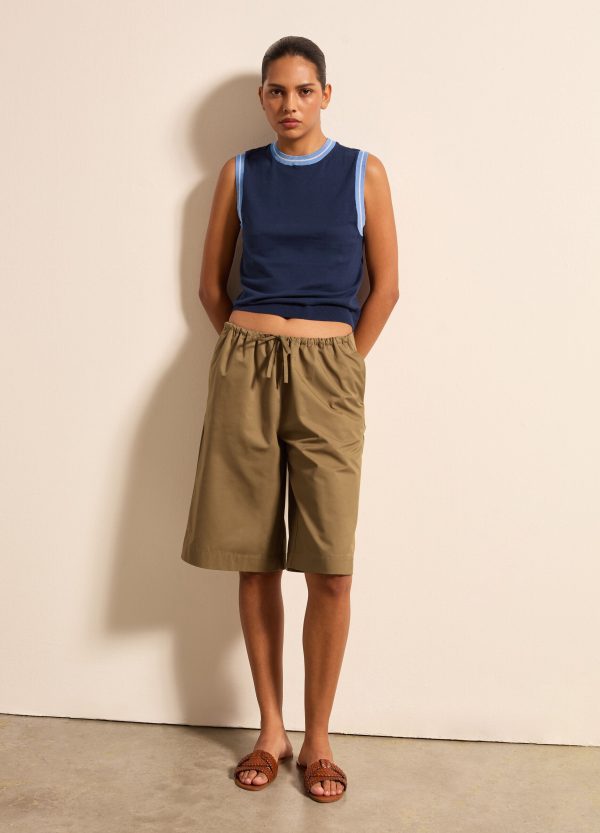 Tank top in crêpe con dettaglio lurex