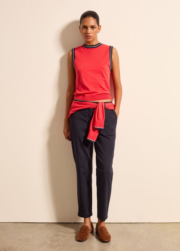 Tank top in crêpe con dettaglio lurex