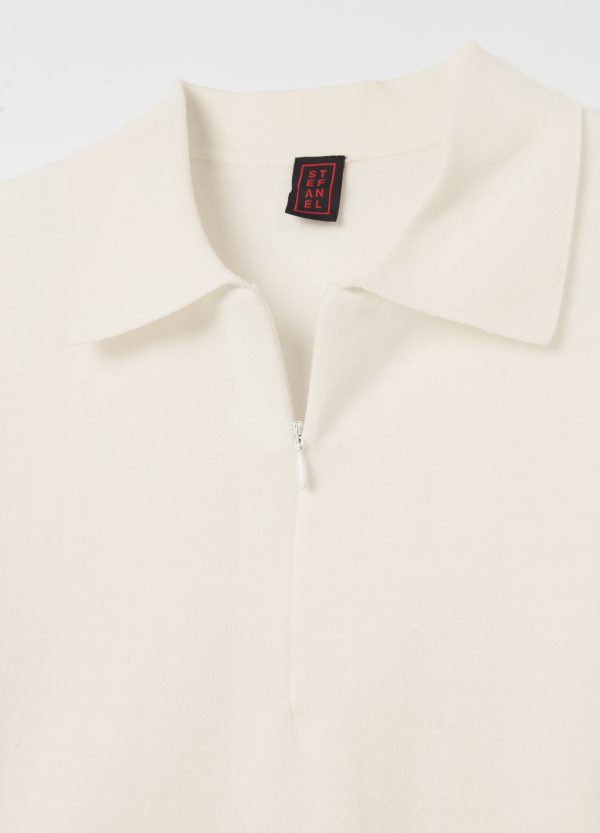 Polo in crêpe con mezza zip - Image 6