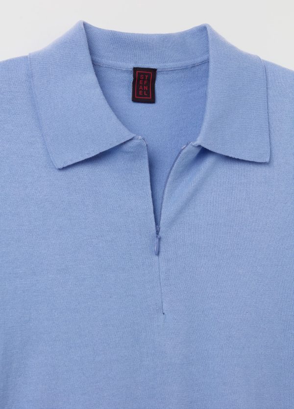 Polo in crêpe con mezza zip - Image 6