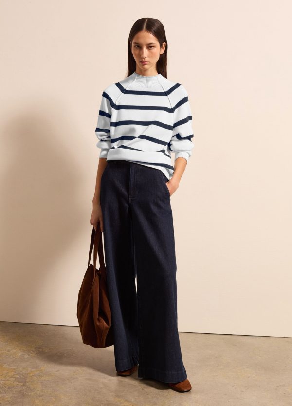 Pullover a righe mock neck
