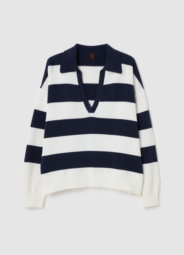 Maglia over a righe con scollo a polo - Image 6