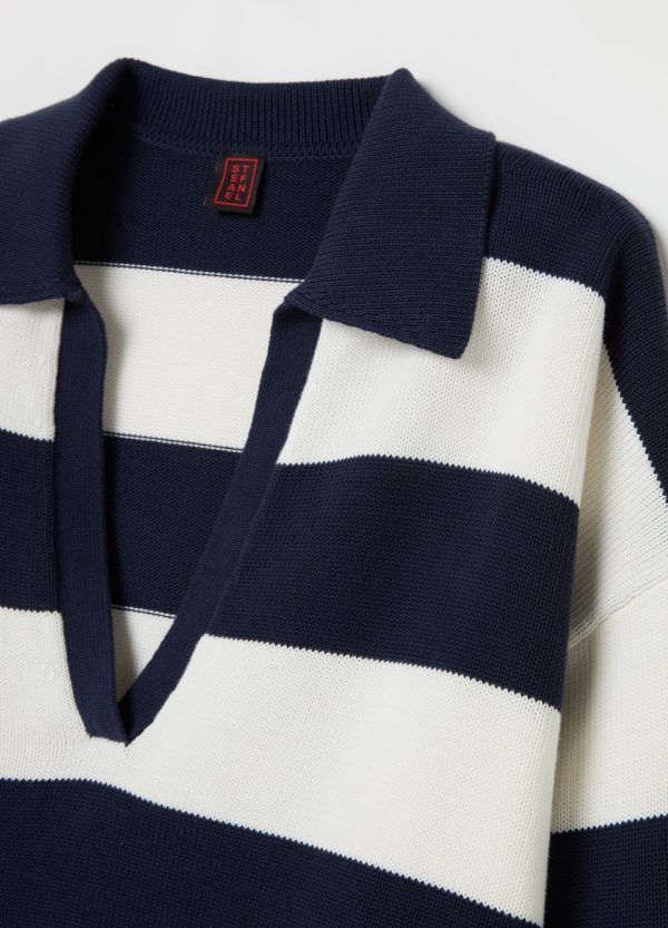 Maglia over a righe con scollo a polo - Image 7