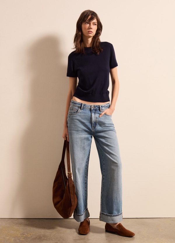 Maglia a maniche corte in lana, cotone e cashmere - Image 2