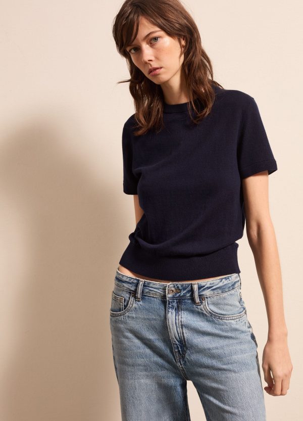 Maglia a maniche corte in lana, cotone e cashmere - Image 3