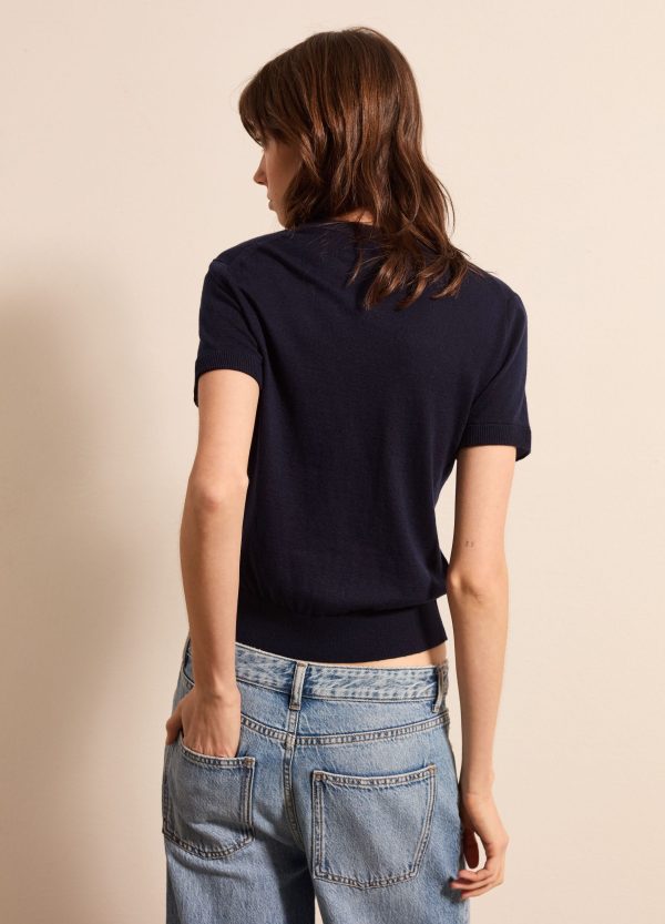 Maglia a maniche corte in lana, cotone e cashmere - Image 4