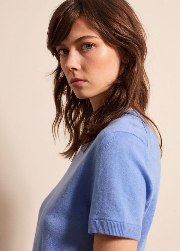 Maglia a maniche corte in lana, cotone e cashmere - Image 2