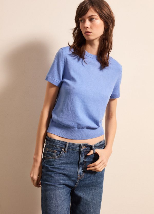 Maglia a maniche corte in lana, cotone e cashmere - Image 3