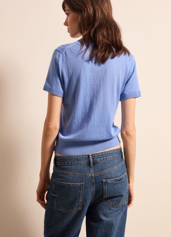 Maglia a maniche corte in lana, cotone e cashmere - Image 4