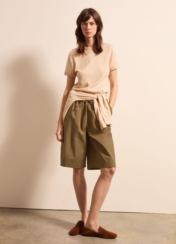 Maglia a maniche corte in lana, cotone e cashmere