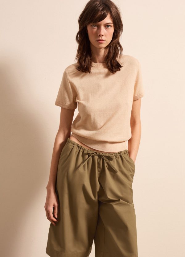 Maglia a maniche corte in lana, cotone e cashmere - Image 2