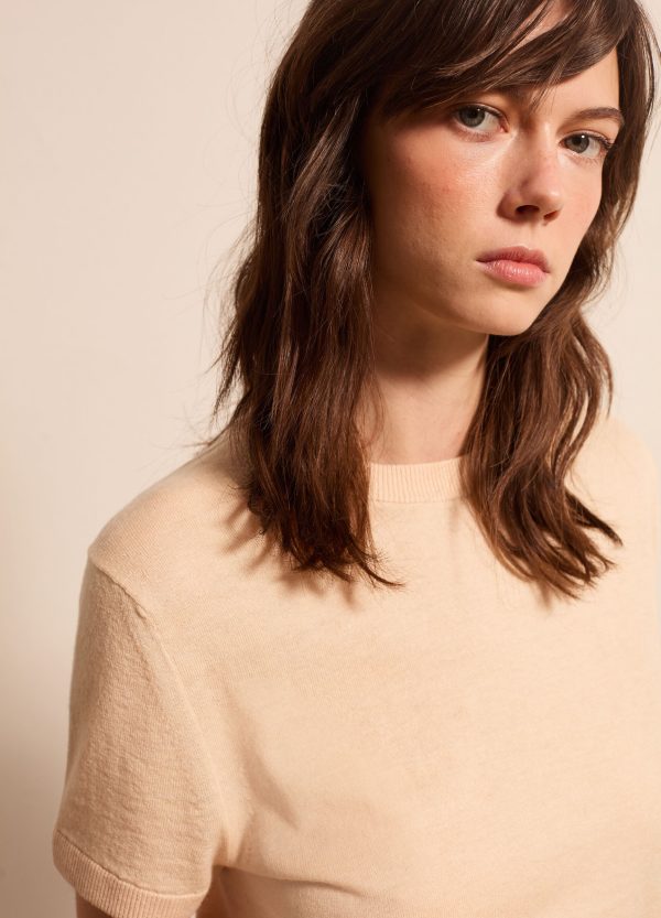Maglia a maniche corte in lana, cotone e cashmere - Image 3