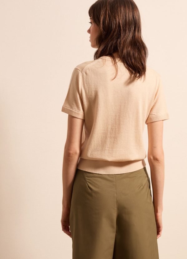 Maglia a maniche corte in lana, cotone e cashmere - Image 4