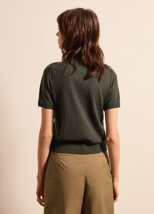 Maglia a maniche corte in lana, cotone e cashmere - Image 4